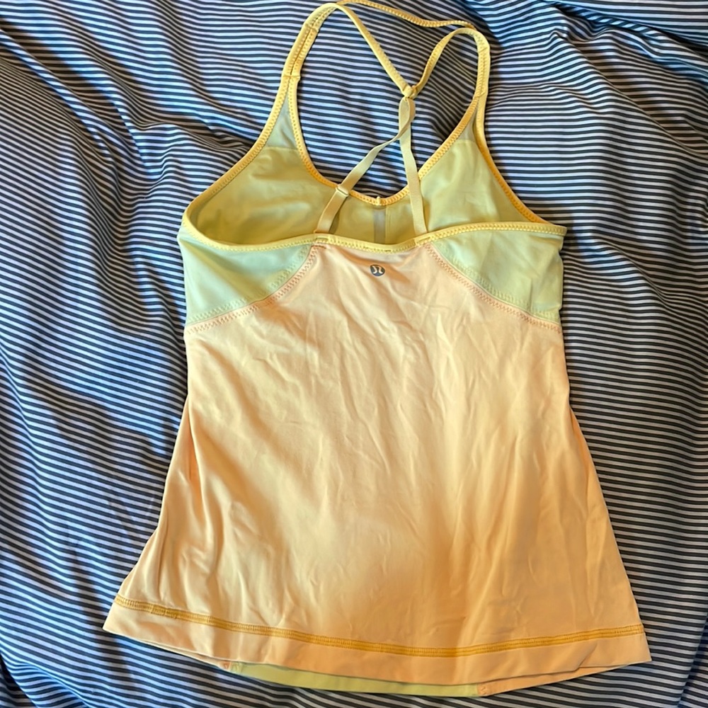 Lulu workout top yellow and orange sherbet color